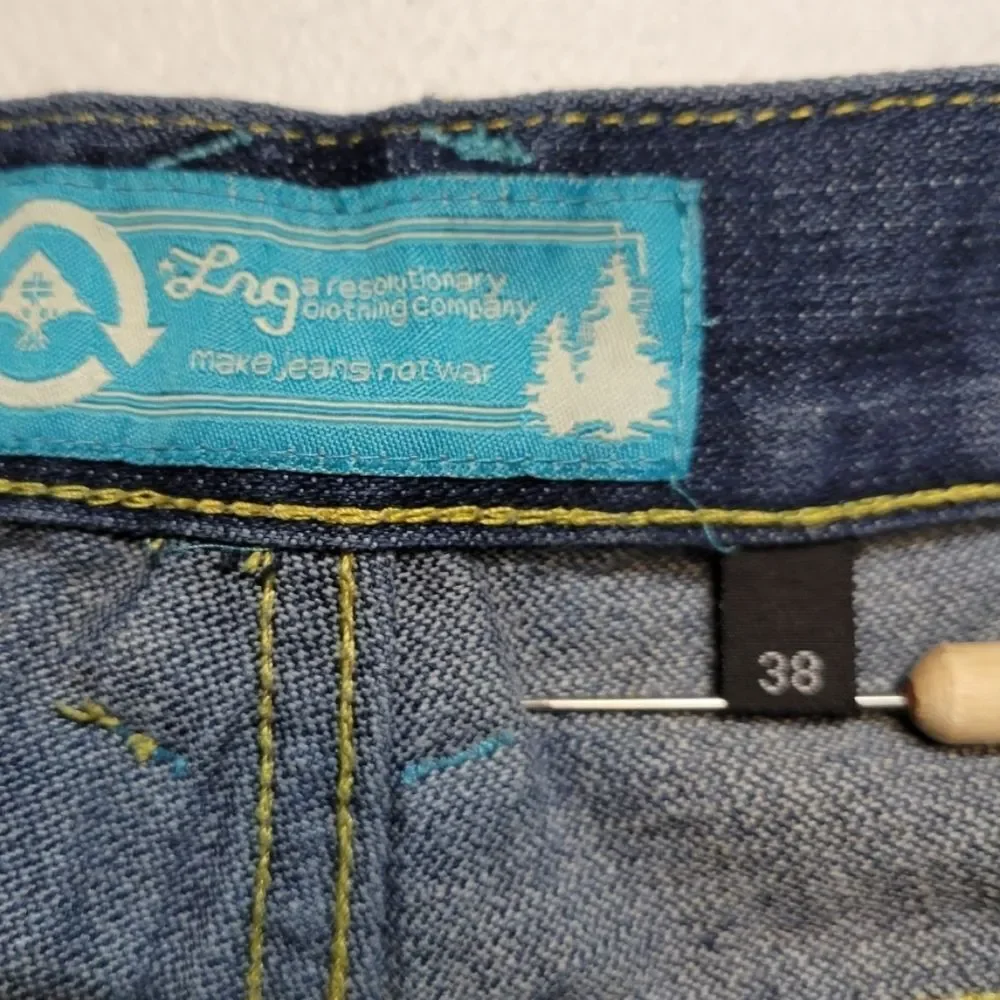 LRG Colorful Embroidered Wide Leg Baggy Denim Jeans